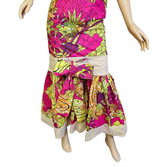 Vintage 1960s African Waxhaus Hummingbird Print Two-Piece Set Super Wax Cotton - Picture 4 of 17